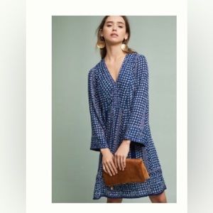 Anthropologie Rozalin embroidered flute sleeve dress xs